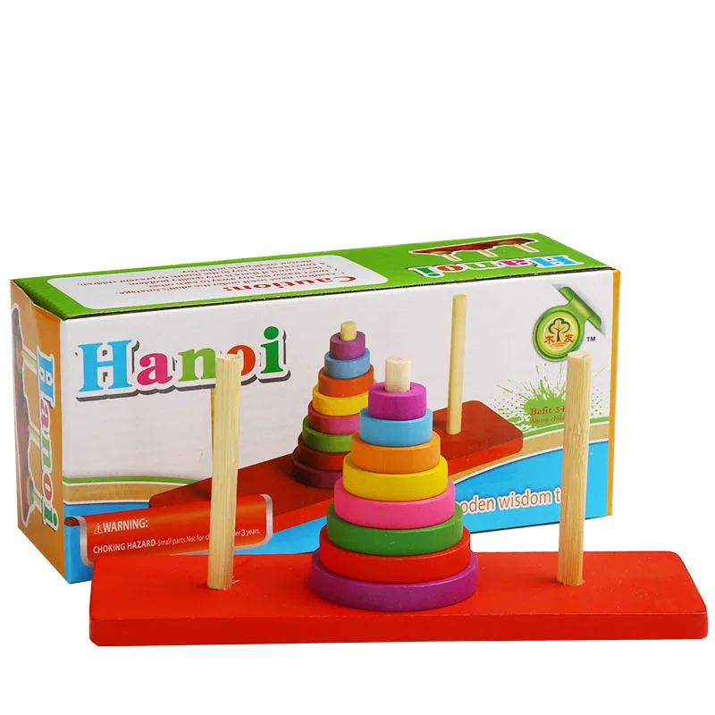 Строительные блоки игрушки деревянные восьмиэтажные цветные Пирамидка игрушки творческие раннего образования для детей