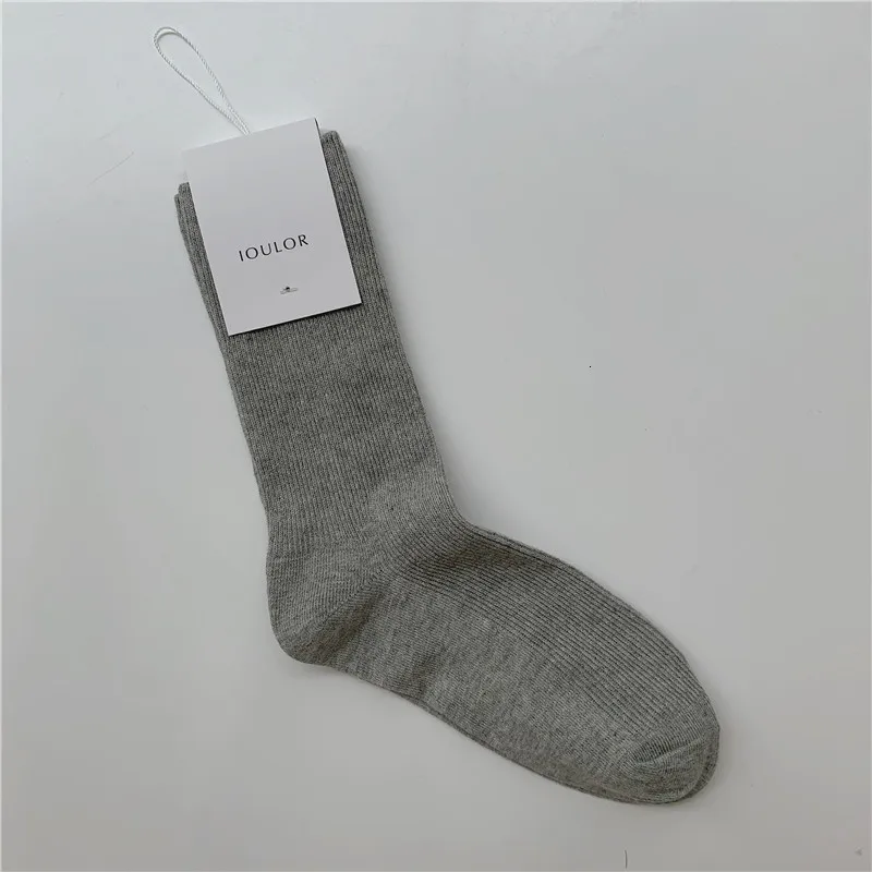 SP& CITY Harajuku, простые однотонные женские теплые носки, женские зимние толстые мягкие хлопковые носки, сохраняющие тепло, полосатые короткие носки, женские носки - Цвет: light gray