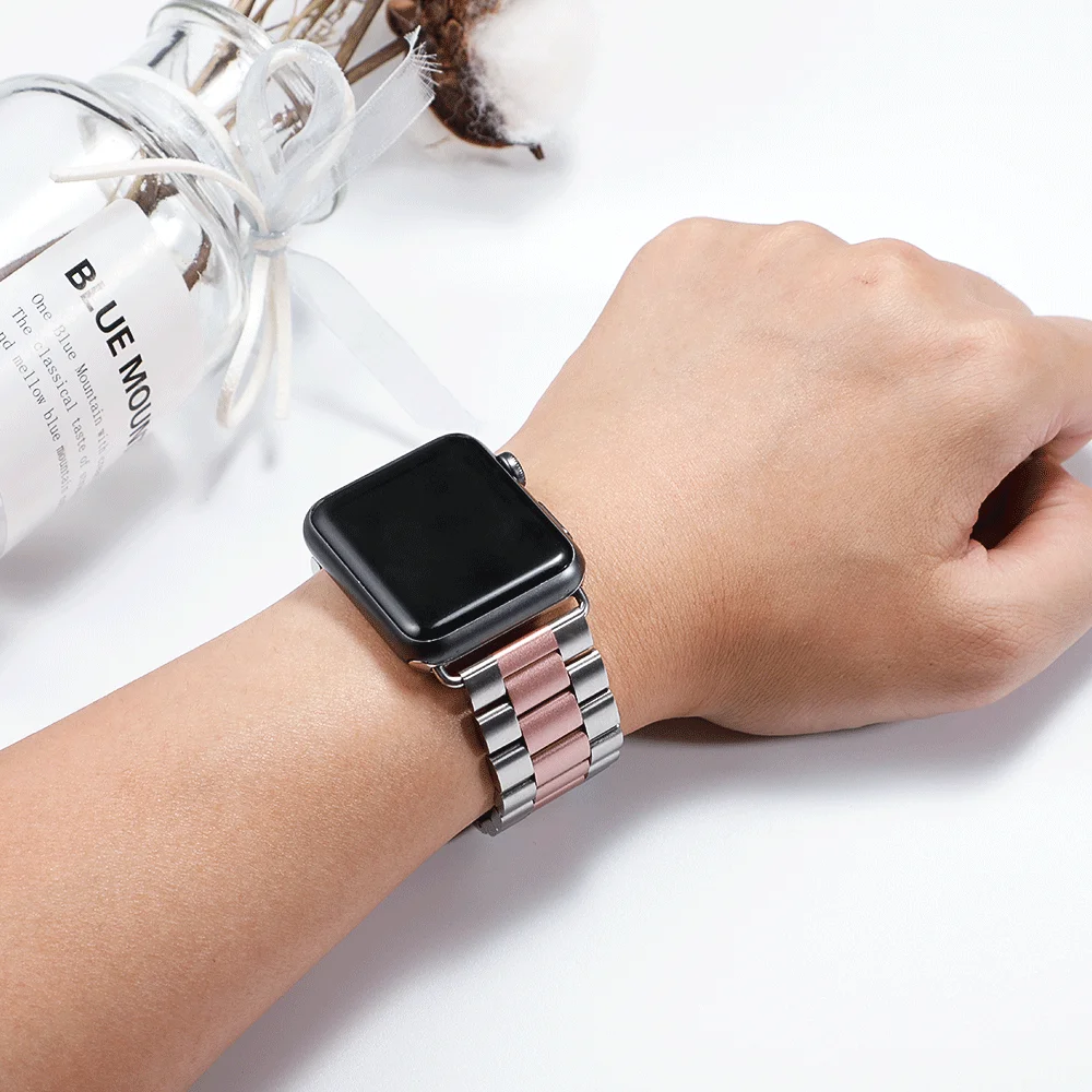 Однотонные Нержавеющая сталь наручных часов iWatch, Ремешок Браслет для наручных часов Apple Watch, версия 1, 2, 3, 42 мм, 38 мм, версия металлический ремешок для наручных часов Iwatch, 4/5 40 мм 44 мм