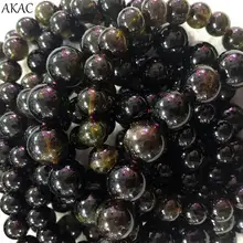 AKAC 8 мм+-0,2 2 браслета/комплект Полу Драгоценные Природные Красочные турмалиновый браслет Гладкие Круглые свободные бусины