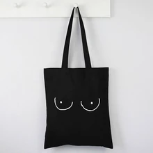 Boobs Art Tote Bag Reusable Shopping Bag Boobs Art Korean Tote Bags Cartoon No Zipper Pures and Bags Eco Friendly Products Cute