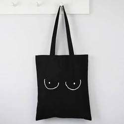 Boobs Art Tote Bag Reusable Shopping Bag Boobs Art Korean Tote Bags Cartoon No Zipper Pures and Bags Eco Friendly Products Cute