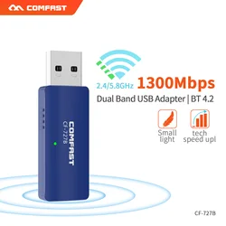 Adaptador de wi fi bluetooth sem fio, 802 mbps, usb, 5ghz, antena bt1300, ethernet, pc, adaptador receptor