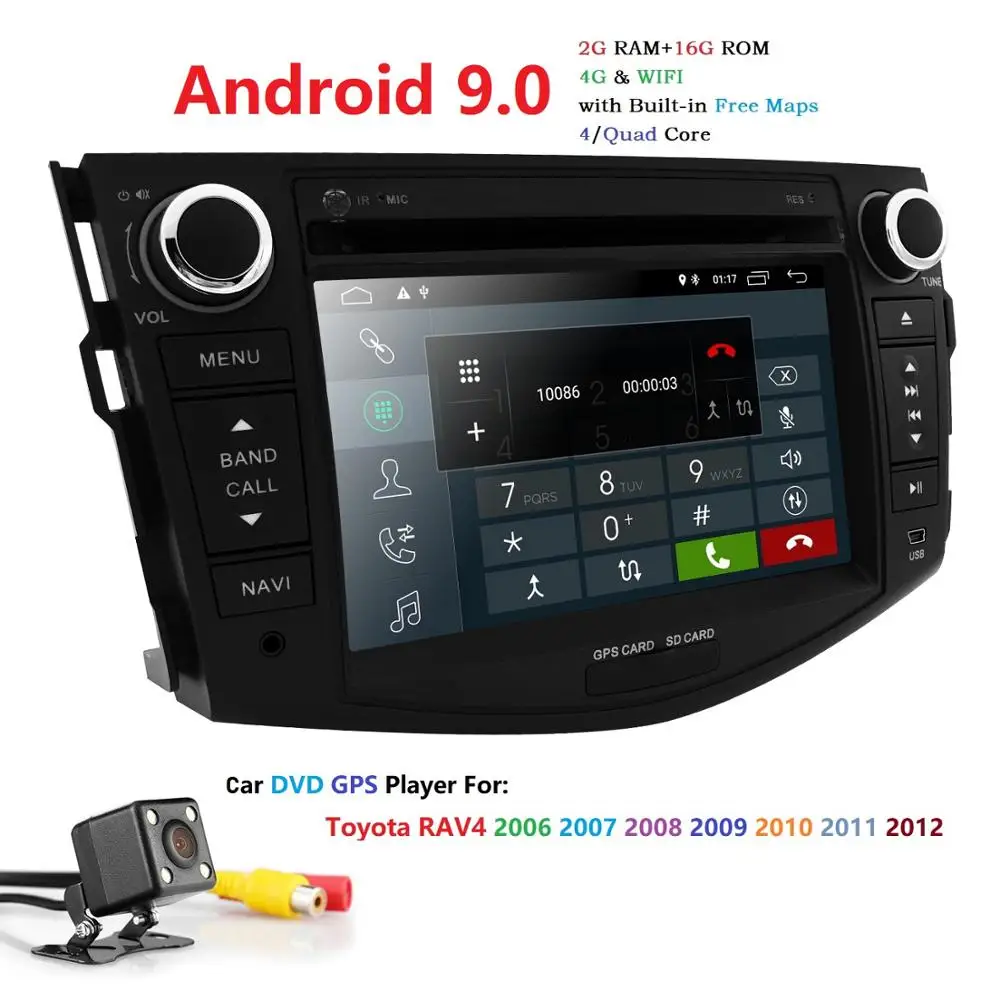 2Din 2G+16G Android 9.0 Car DVD Player for Toyota RAV4 1026*400 Screen Video Stereo GPS Navigation Radio RDS 4G Wifi DAB TPMS BT