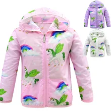 Летняя Солнцезащитная Одежда для девочек, солнцезащитное мягкое пальто, дышащая тонкая одежда с единорогом для девочек, тонкая куртка