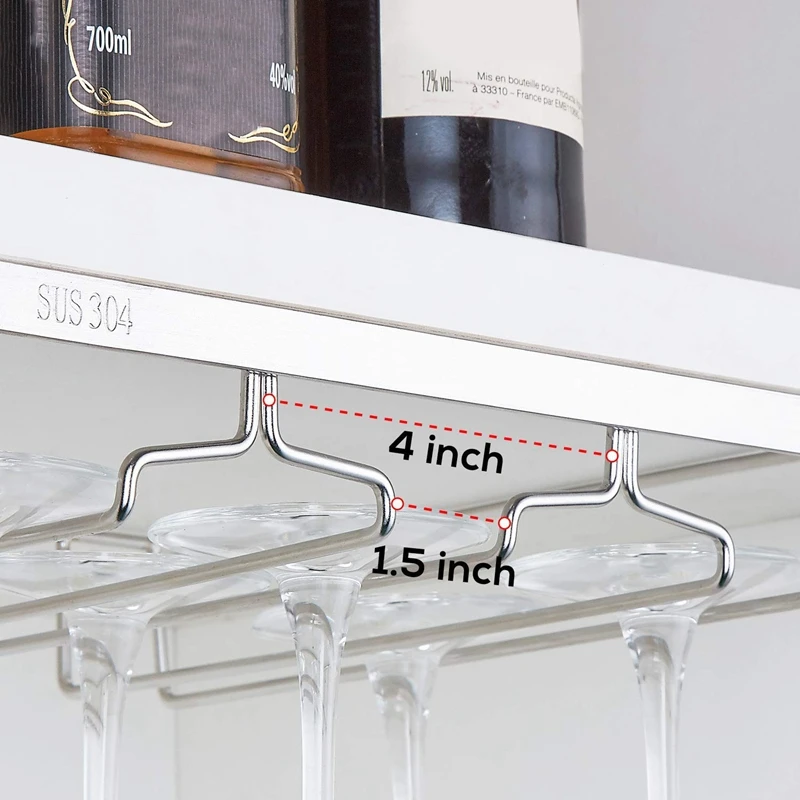 Wine Glass Rack- Storage Stemware Holder Under Cabinet 3 Rows Hanger Organizer Hanging Shelf for Bar Kitchen