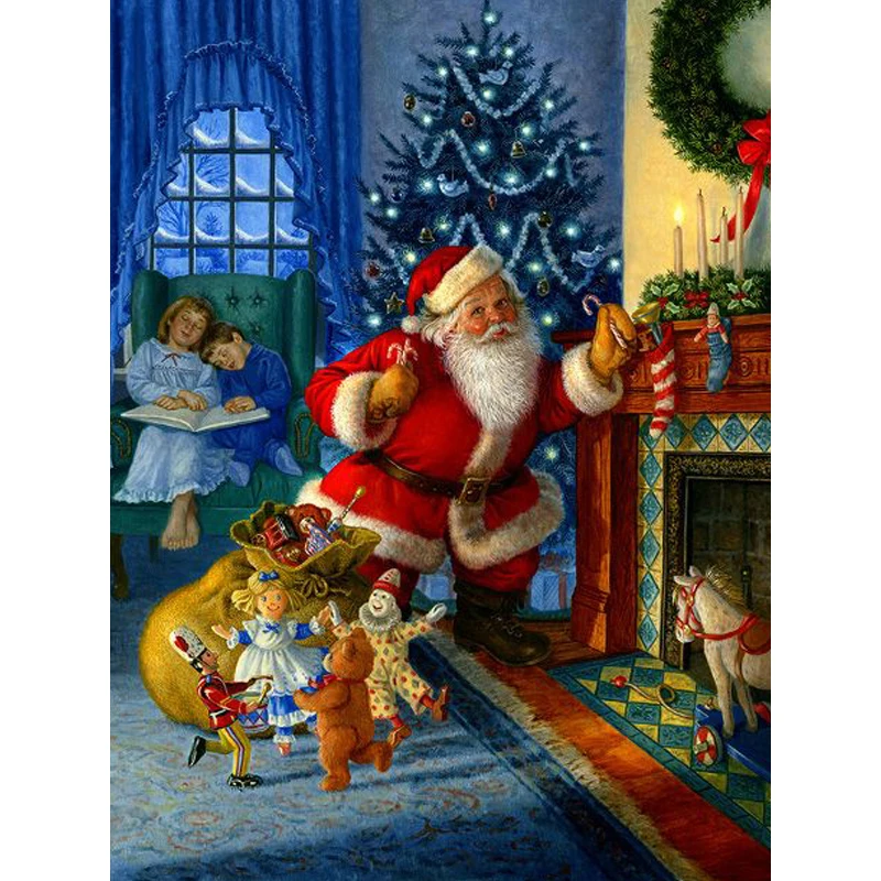 5D алмазная картина Санта крестиком животные Рождество Домашний декор живопись