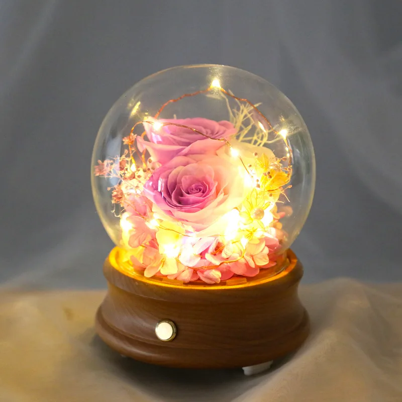 

Eternal Rose In LED Glass Lamp With Bluetooth Wireless Speaker For Lover Home Decoration Valentine's Day Gifts Anniversary gift
