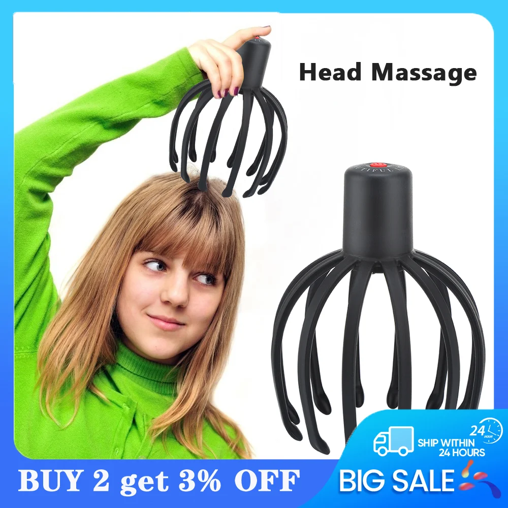 Electric Octopus Claw Scalp Massager Hands Free Therapeutic Head