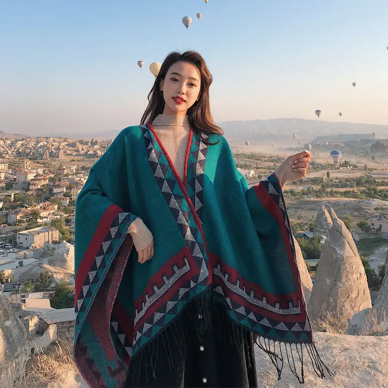 

Tourism Cape, scarf, shawl, multi-purpose thickened Tibetan folk style, square shawl, winter women's scarf