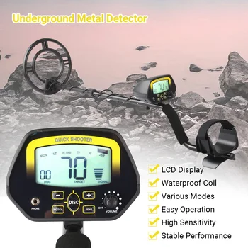 

Outdoor Metal Finder Underground Metal Detector LCD Treasure Finder Gold Digger Hunter Sensitivity Adjustable Notch & Disc Modes
