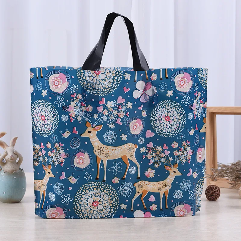 

50Pcs/Lots Clothing Handbag Plastic Bags Storage Bags Christmas Gifts Print Shopping Packaging Bag Waterproof Shopping Bags