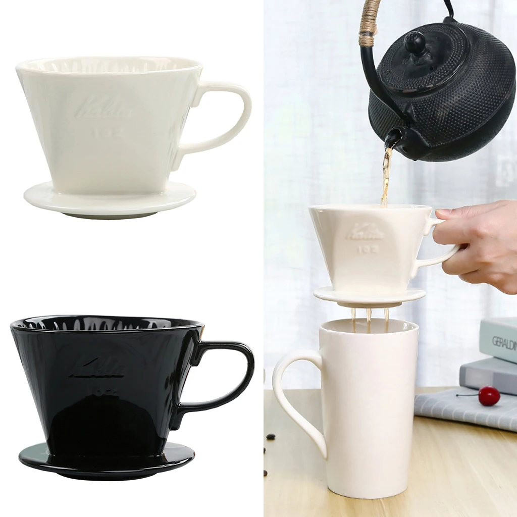 2Pcs European Style Ceramic Coffee Filter Cup Ceramic Coffee Dripper