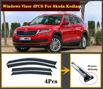 

4pcs Set 2014-2020 OEM For Skoda Kodiaq Stainless steel window Visor Shade Vent Wind Rain Deflector Guards Cover