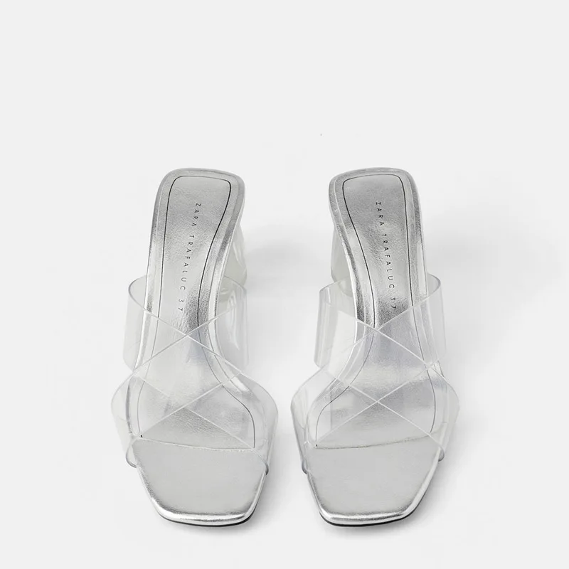 

Za 11-2666-Geometry Chunky-Heel WOMEN'S Sandals 2019 Summer New Style Super Show White Sophisticated Style Square Head High Heel