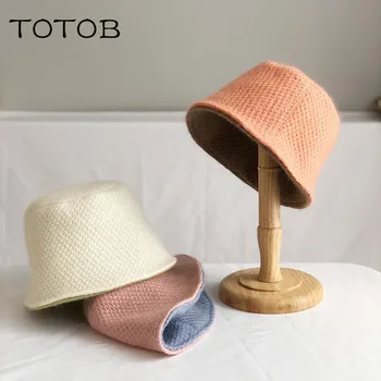 

Double-sided wearing two-color wool cap female autumn and winter Korean version of the tide fisherman hat retro hat cold cap