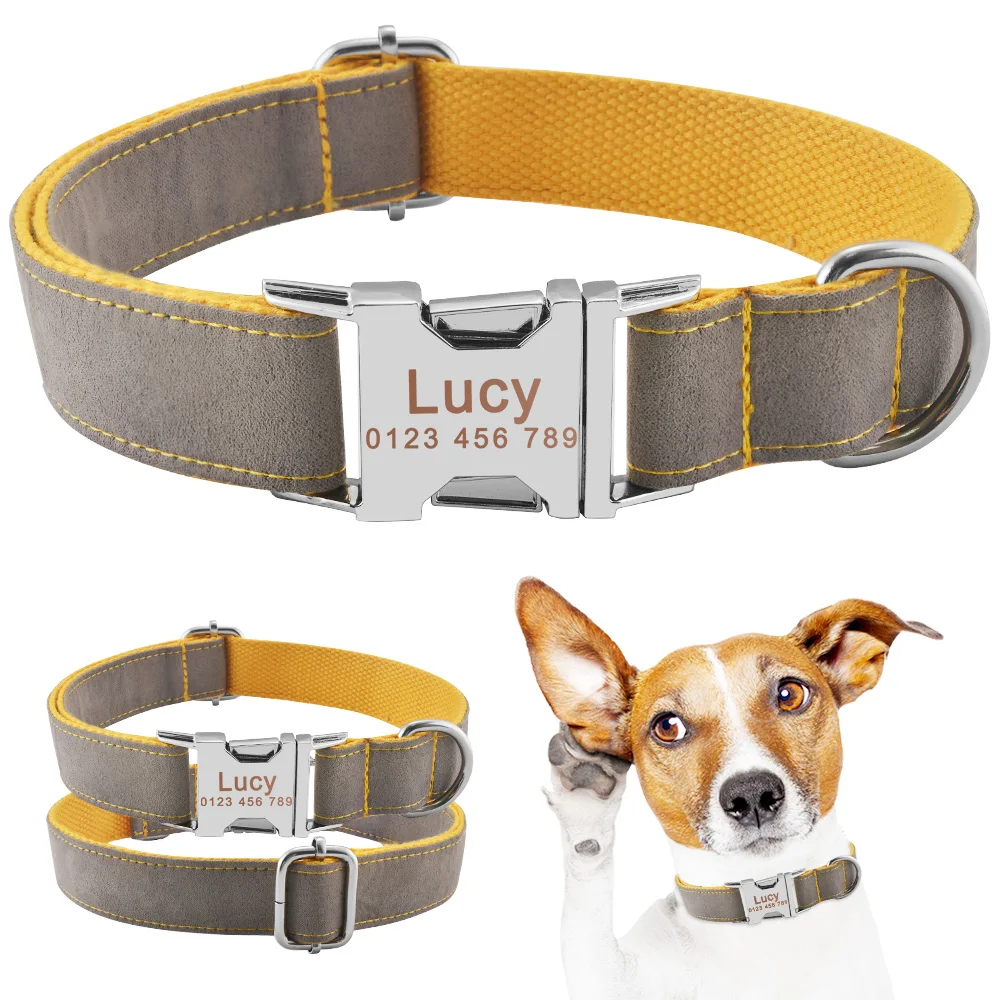 

Personalized Dog Collar Blue Nylon Free Engraved Pet Dogs Name ID Number Collars