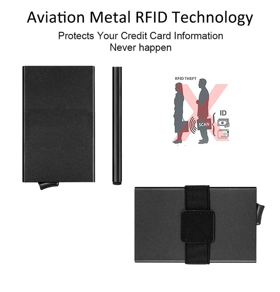 DIENQI RFID блокирующий мужской держатель для кредитных карт минималистичный кошелек проходит металлическая кожаная карта сумка мужской тонкий банк кошелек с отделением для карточек