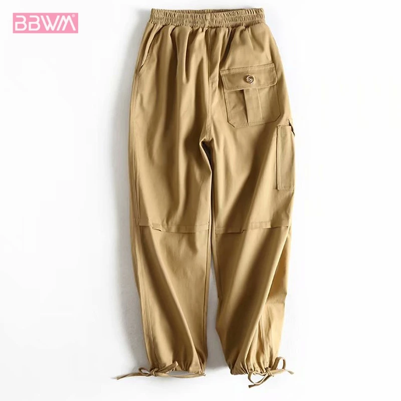 

French Overalls Hip Hop Loose Beam Thin Slim Section Nine Points Casual Female Pants 2019 Autumn Solid Color Chic Women's Pants