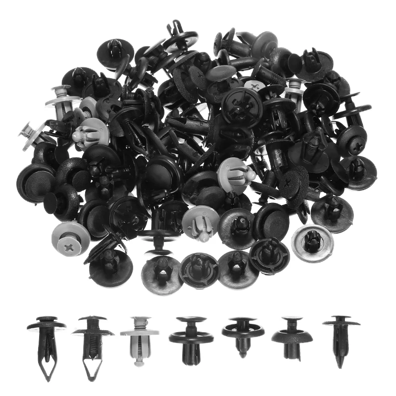 Mayitr 100pcs 10 Type Auto Fastener Vehicle Car Bumper Clips 8mm Dia Hole Retainer Fastener Rivet Door Panel Fender Liner