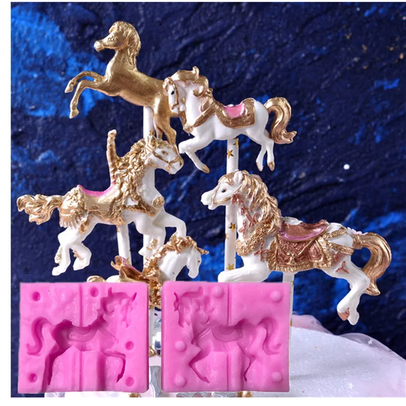 Carousel Horse Cookie Cutter Stamp Fondant Set Includes Base And Handle