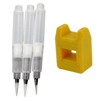

3pcs Soft Brush Water Storage Pen Paint S/M/L & 1pcs Screwdriver Magnetizer Degaussing Demagnetizer Yellow