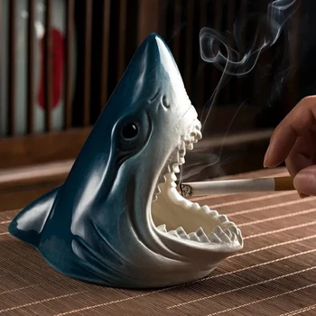 

JINSERTA Shark Mouth Ashtray Retro Trend Creative Ashtray Car Ash Holder for Car Interior Living Room Home Office Accessories