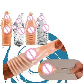 Penis Sleeve Imitating Penis Enlargement Adult Erotic Sex Toys For Men Couples Condoms Male Cock Extender Dildo Enhancer Sexshop 5