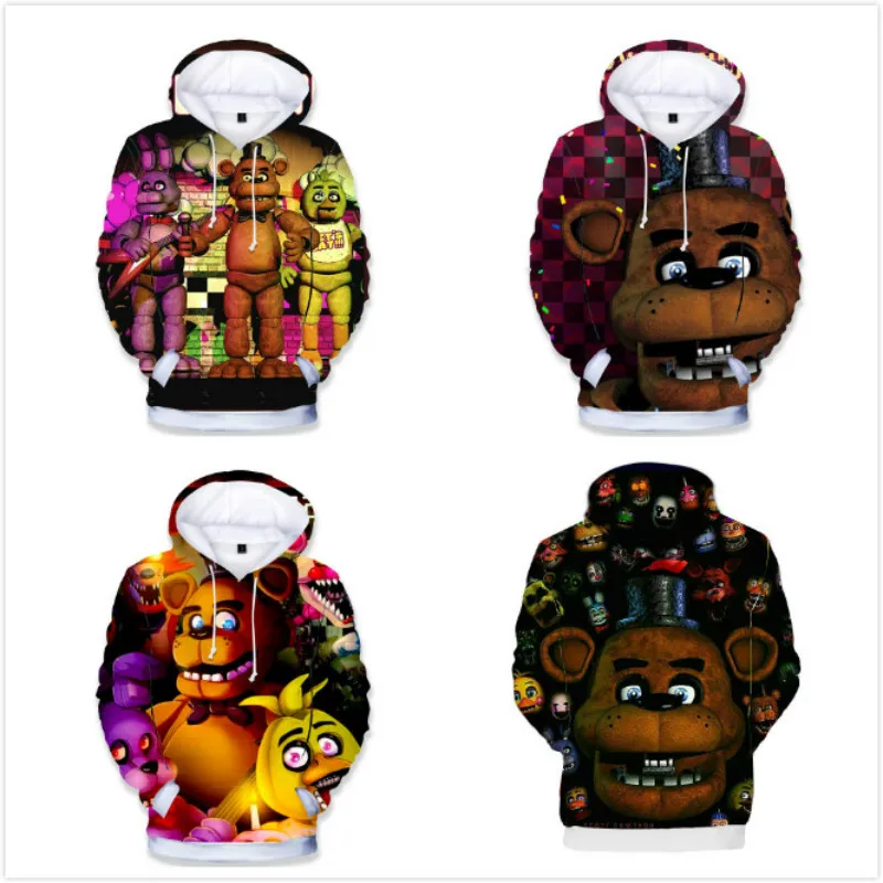 Толстовка с капюшоном для мальчиков и девочек 3d рисунком Five Nights At Freddys FNAF детская