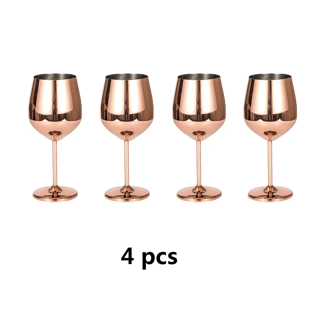 4 Pcs Stainless Steel Wine Glasses Red White Wine Goblets Champagne Bar