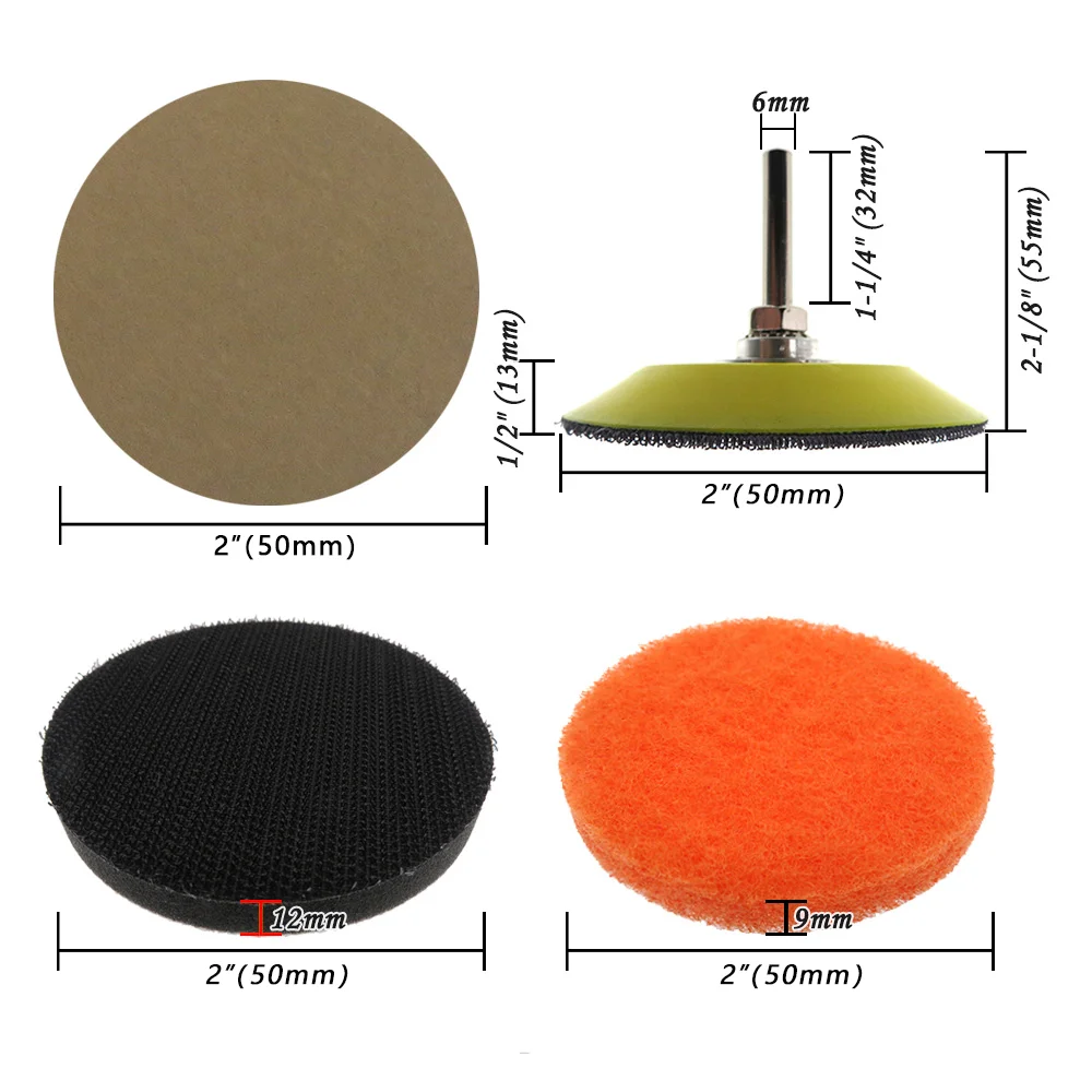 2 Inch 50MM Car Headlight Repair Set Polishing Tool Wet/Dry Sanding Sandpaper Kit Sanding Discs Cleaning Paint Care Auto Beauty