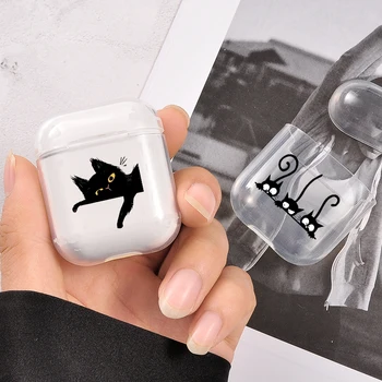 

Luxury Case For Airpods Apple Cover Cartoon Cute Cat Painted Soft Case Transparent On Air Pod Protective Cover for Airpod 1 2