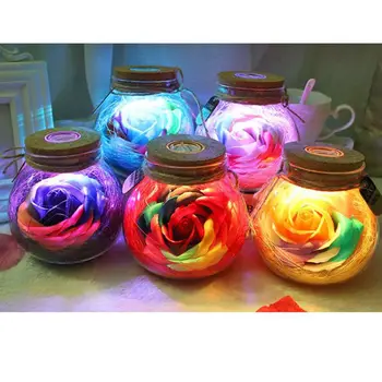 

2019 Anniversary Forever Flower Rose With LED Box Immortal Flowers Forever Moon Light Gift Wedding Birthday Gift Set for Women