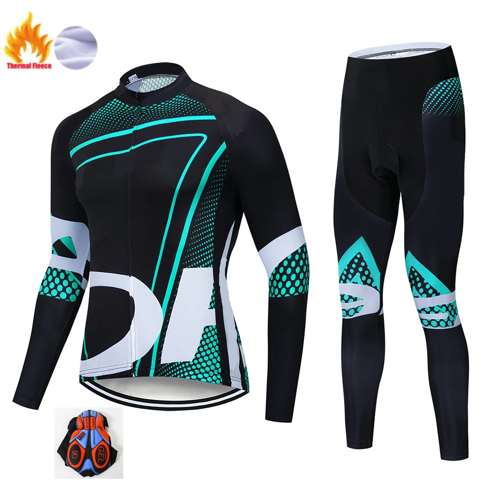 Winter suit Велосипедная одежда для мужчин зима Синий pro велосипедная майка комплект велосипедных брюк мужские Ropa Ciclismo термальная флисовая велосипедная одежда для мужчин - Цвет: Winter suit