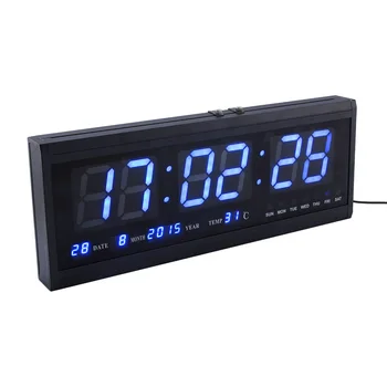 

Free Shipping 1pcs 12/24 Hour Mode Digital LED Wall Clock Bigs LED Time Calendar Temperature Desk Table Clock Quality Home Decor
