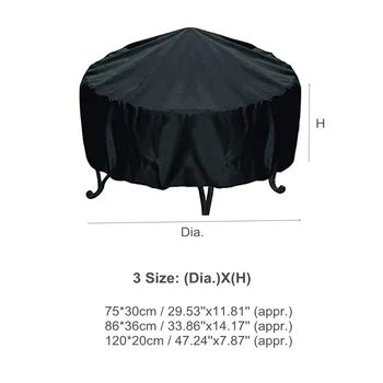 

3 Sizes Waterproof Patio Fire Pit Cover Black UV Protector Grill BBQ Shelter Outdoor Garden Yard Round Canopy Furniture Covers