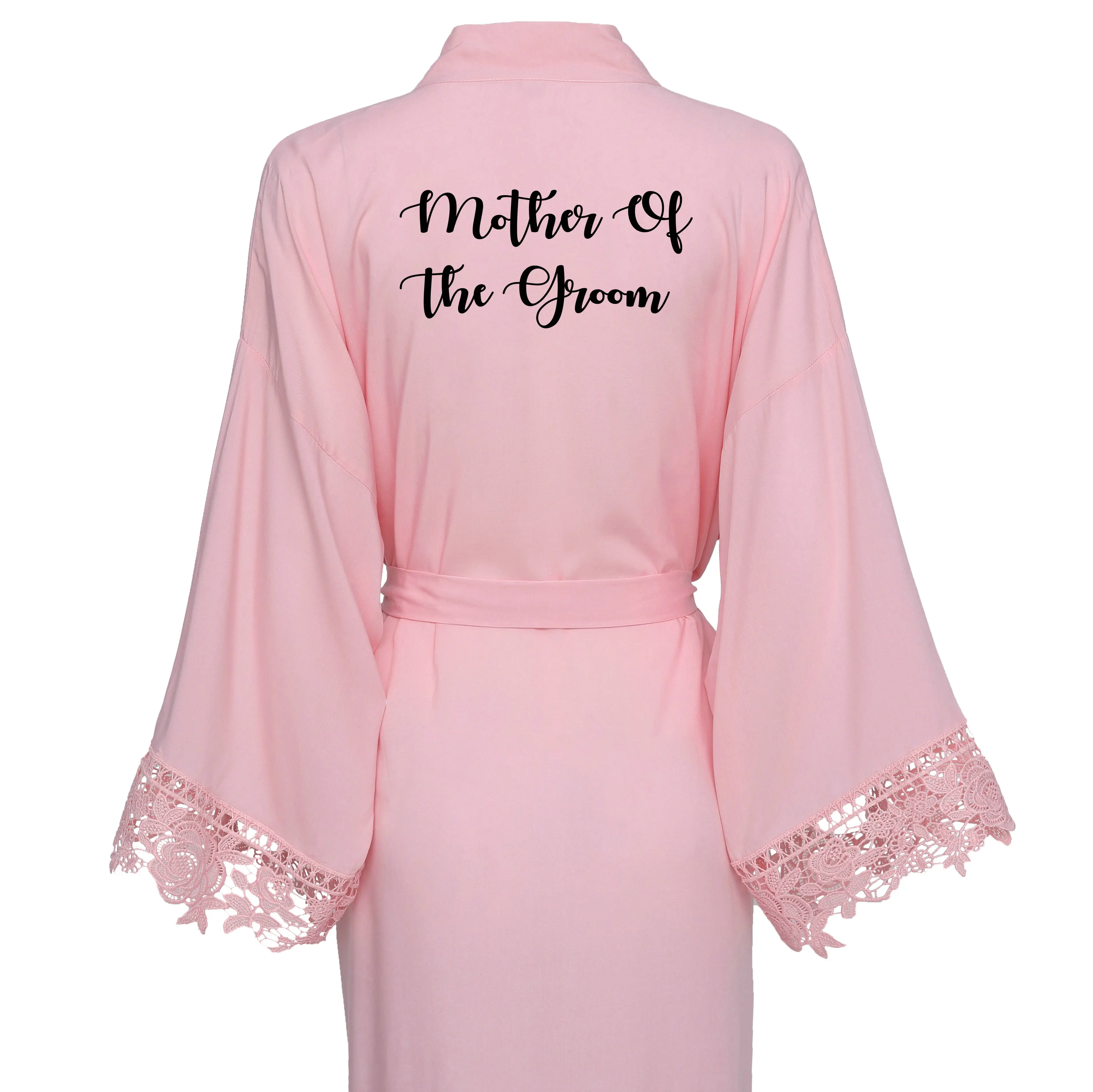 blush mother groom Owiter Бургундия подружки невесты хлопковые Свадебные платья кимоно с кружевной отделкой женские свадебные банные халаты короткий пояс платье плюс размер - Цвет: blush mother groom