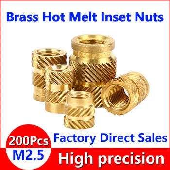 

M2.5 Brass Hot Melt Inserts Nut Heating Molding Copper Thread Inset Nuts SL-type Double Twill Knurled Injection Brass Nut 200Pcs