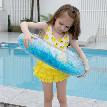 

90c Transparent Feather Inflatable Ring Mattress Swim Tube Raft Round Swim Ring for Summer Pool Water Toy Kids Bed Pool Toys