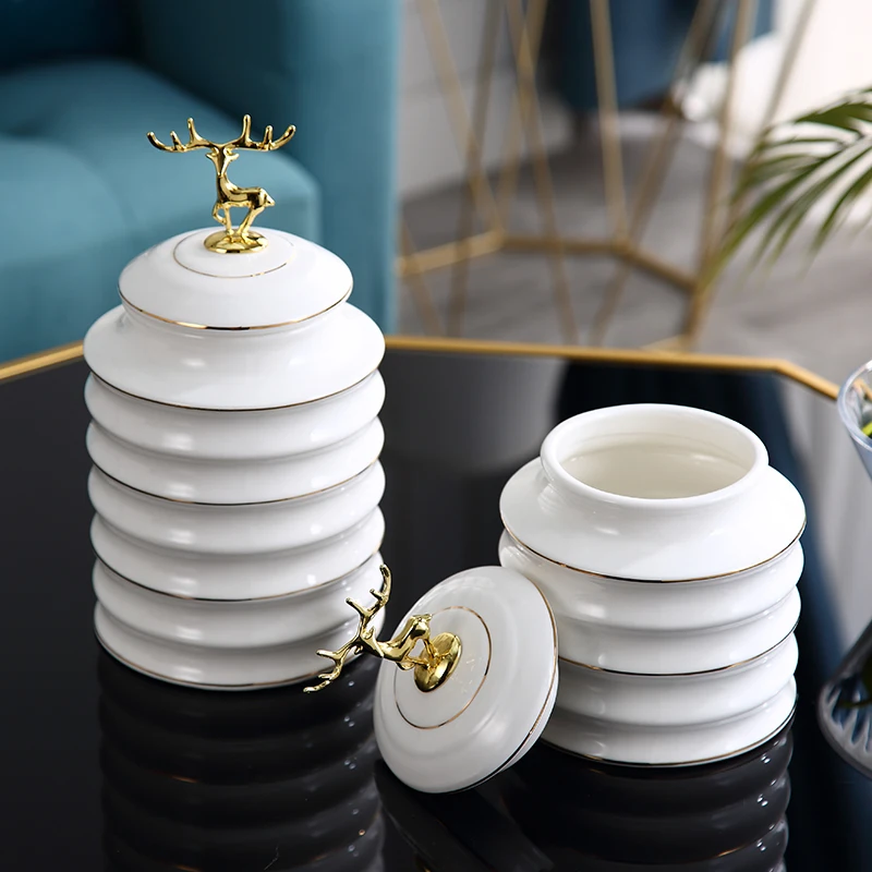 Европейский Стиль Золотой олень Керамика банка для хранения Чай Кофе фасоли бак
