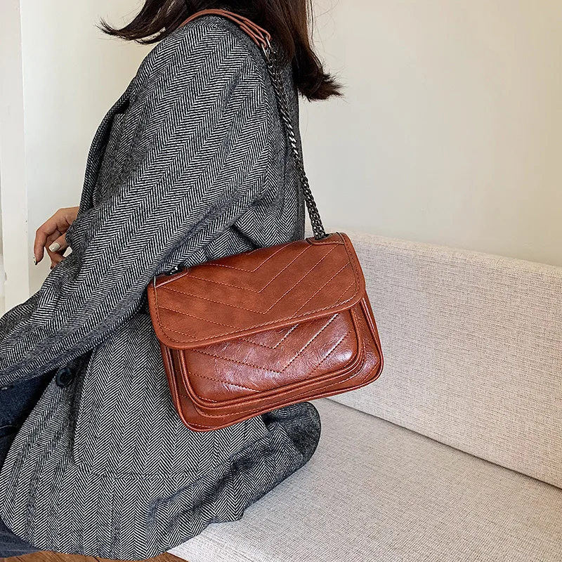 

New Arrival Square Sling Bag WOMEN'S Bag 2020 Autumn And Winter New Style Korean-style Shoulder Bag Retro Popular High Textured