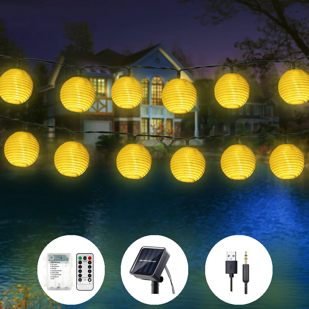 

Lantern Solar Garland String Lights USB Battery Bin Fairy Lights 20/30/50LED Lighting String Garden for Outdoor,Indoor Lighting