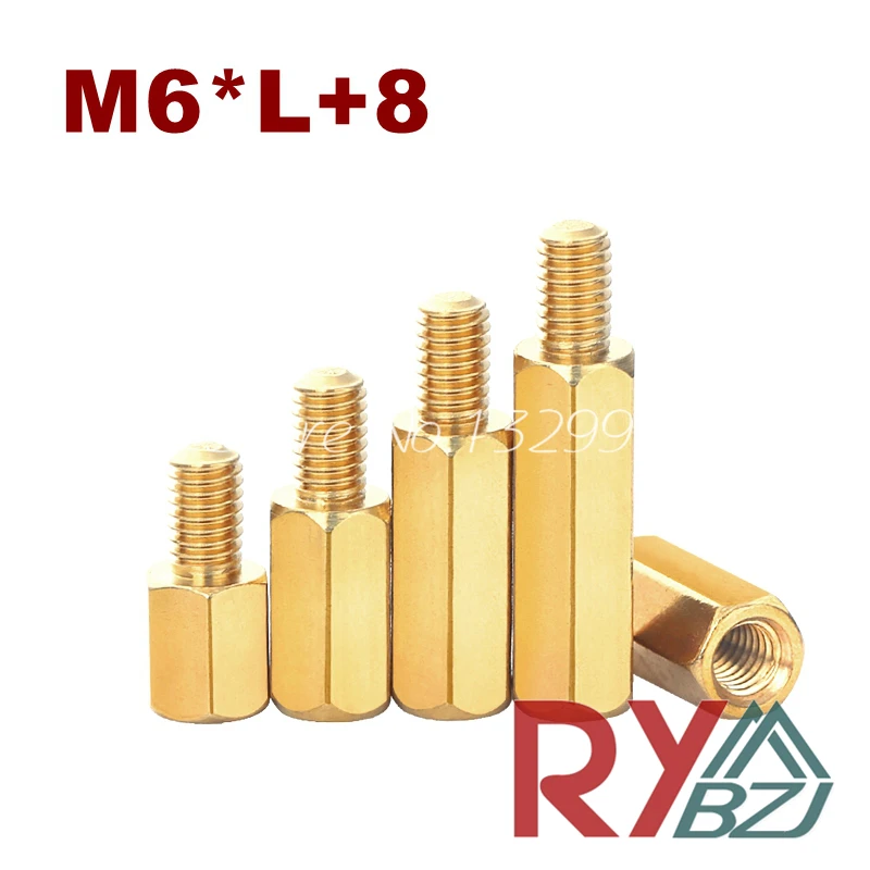 M6 * L + 8 латунная прокладка внутренняя и наружная резьба Резьбовая шестигранная