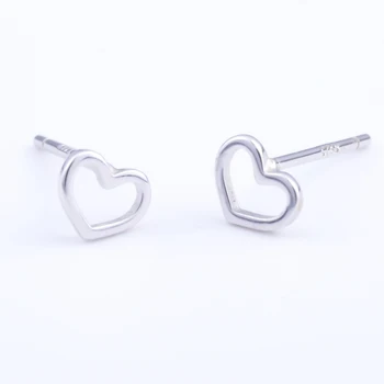

Mini 100% 925 Sterling Silver Hollow Love Heart Women Stud Earrings Fashion Jewelry For Girls Kids Lover Gifts