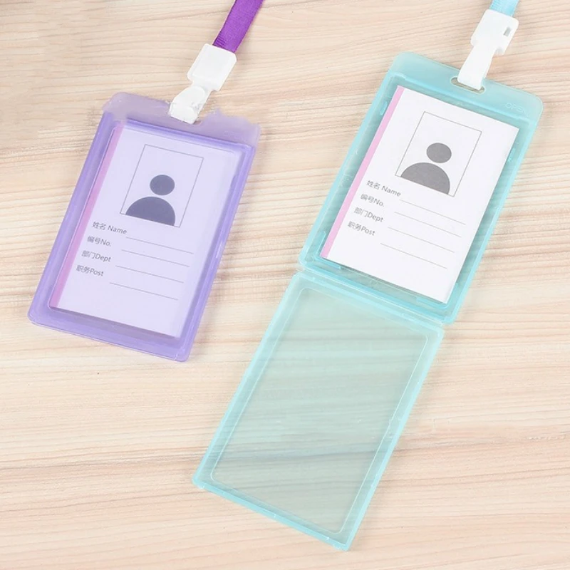 

Transparent Staff Work Card Holder ID Card Cover Case Access Pass Badge Holder with Lanyard Bus Card Sleeve Office Supplies