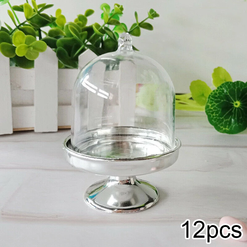 

12Pcs Plastic Transparent Tray Candy Boxes Cupcake Holder Wedding Birthday Party Flower Box Packaging Cake Box Wedding Favors