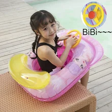 Rooxin Inflatable Flamingo Rubber Ring Infant Float Pool Baby Swimming Ring with Steering Wheel Water Seat Lifebuoy Beach Toys