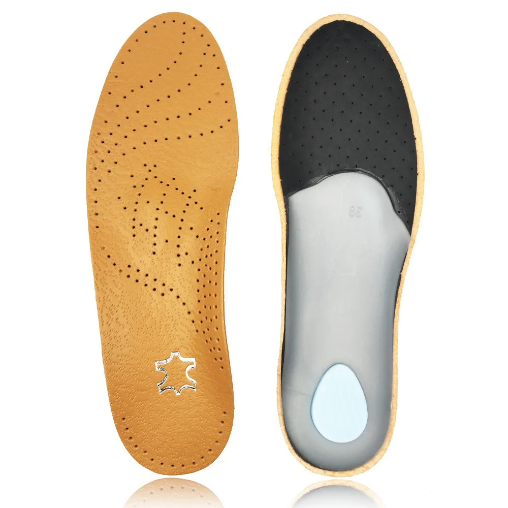 EID премиум кожа ортопедические стельки для плоские поддержка свода стопы обувь Pad корректный O X Ноги вальгусной Varus обуви Palmilha