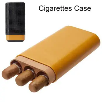 

Cigar Case Leather Cigar Travel Case Pocket Cedar Wood Cigar Humidor Holder With Cigars Cutter Gift Box Cigarettes Humidor Case