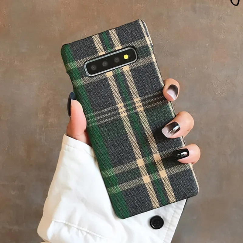 Green YHBBCASES Ретро клетчатая ткань Жесткие ПК-Чехлы для samsung Galaxy S10 5G S10e сетка ткань текстура зима теплый клетчатый чехол для телефона - Цвет: Green
